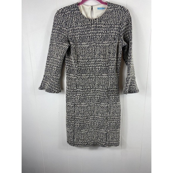 J. McLaughlin Black White Shift Dress Bell Sleeves Knee Length Size XS Career - Picture 2 of 6